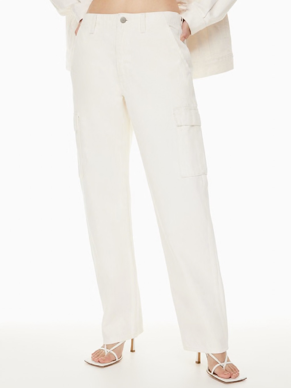Aritzia Denim Forum Bone White Jeans The '90s Edie Lo-Rise Cargo Pants Size 26/2
